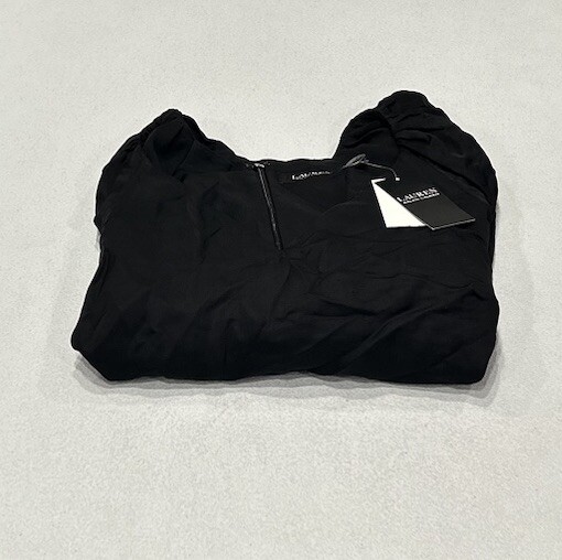 Lauren Ralph Lauren Women’s V-Neck 3/4 Sleeve Blouse, Black, Size 4