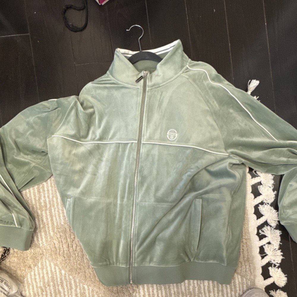 Sergio Tacchini Velour Tracksuit Set Green Jacket 3XL Pants 2XL Men