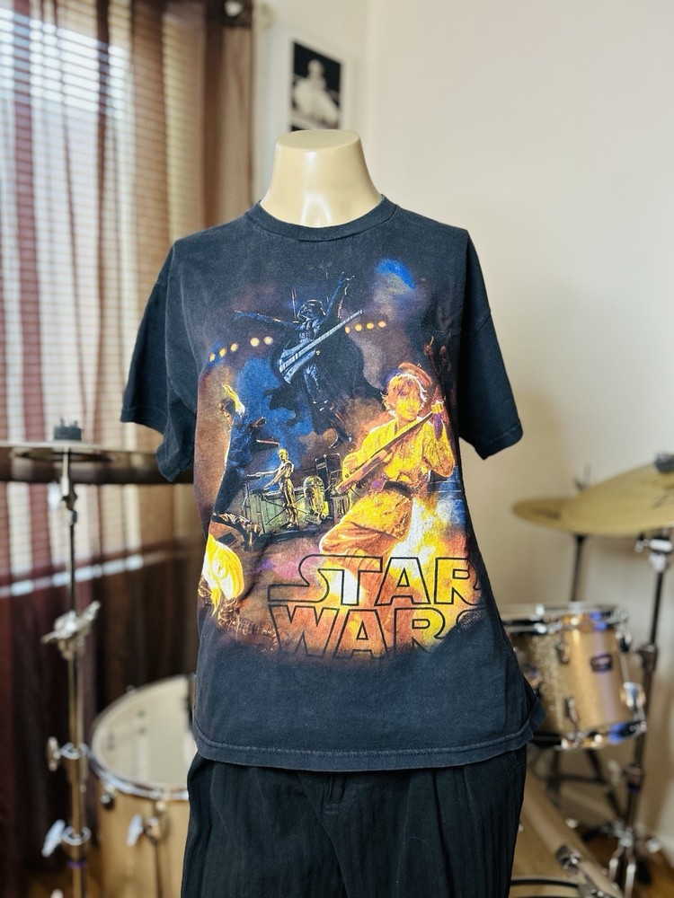 Vintage Star Wars Shirt Mens Large Concert Rock Band Skywalker Vader SZ Small