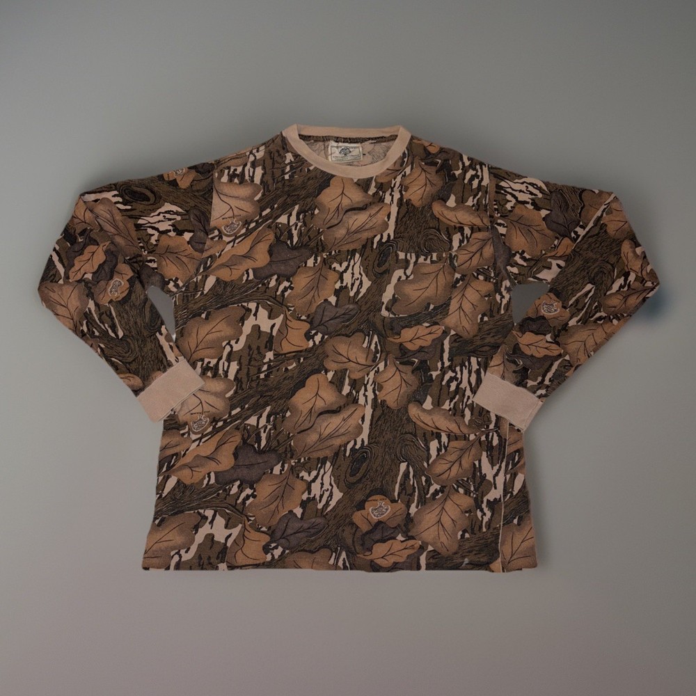 Vintage Mossy Oak Green Leaf Long Sleeve L Camo USA Single Stitch