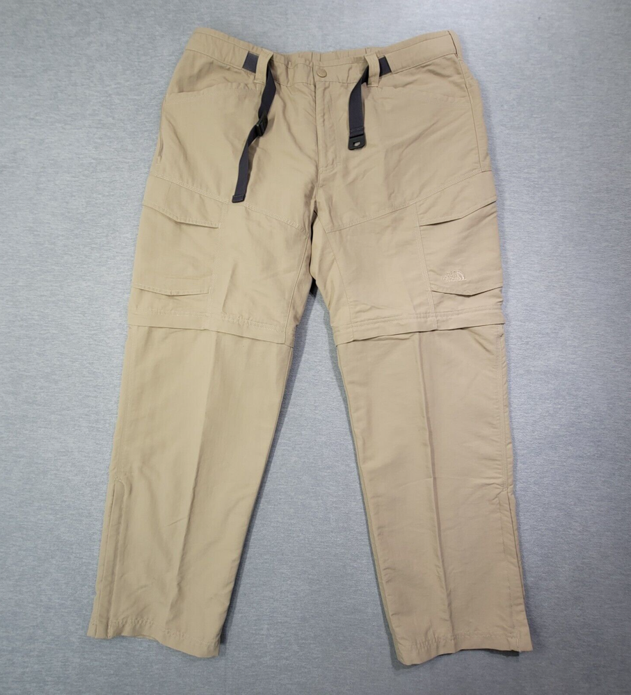 The North Face Mens XL Beige Convertible Hiking Pants with Zip Ankle & Belt