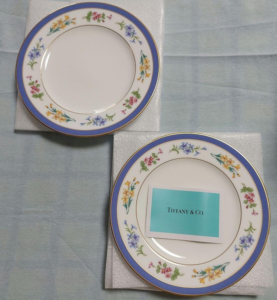 Tiffany & Co. Floral Pair Plates Set of 2 18cm Ceramic Unused Collectible