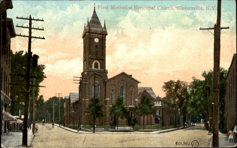 First Methodist Episcopal Church Gloversville NY New York mailed 1908