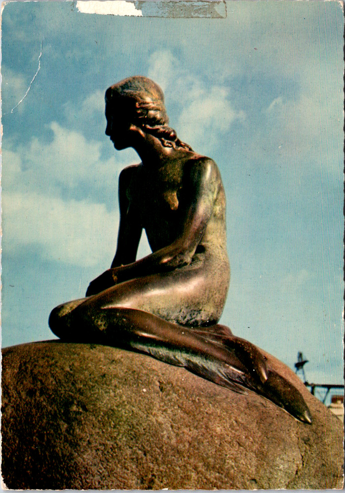 Vintage Postcard Denmark Copenhagen Little Mermaid Statue