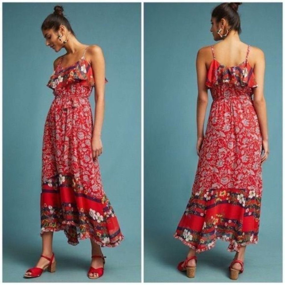 ✅ Anthropologie ONE SEPTEMBER Floral Maxi Dress SIZE SMALL