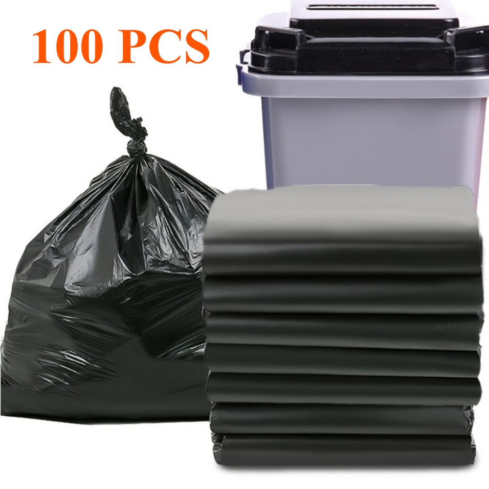30 Gallon Heavy Duty Trash Bags 100 Pack Large Black Garbage Can Liners Outdoor