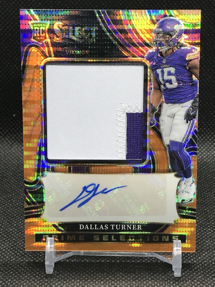 2024 Panini Select NFL Dallas Turner RPA Neon Orange Pulsar FOTL /35 Min Vikings