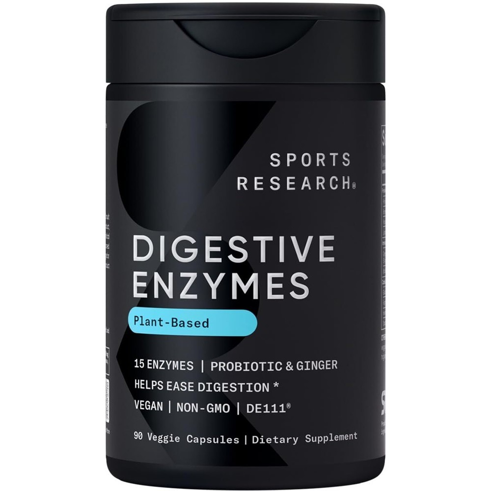 Sports Research Digestive Enzymes with Probiotics & Ginger - Plant Based for ...