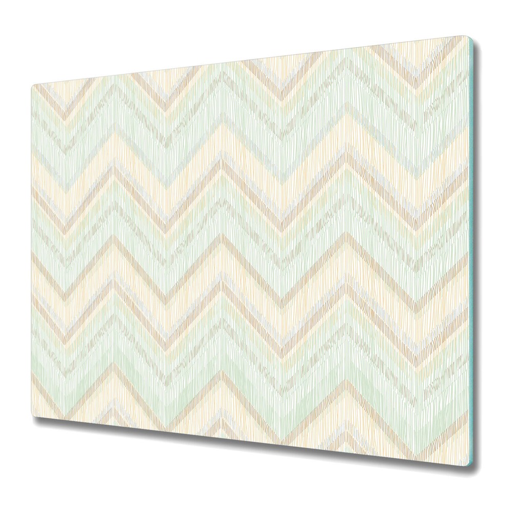 Glass Chopping Cutting Board Colourful Zig Zags Simple Scandinavian 60x52