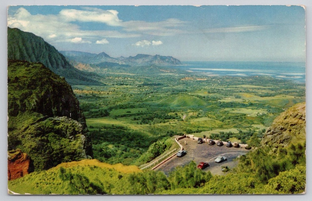 Nuuanu Pali Lookout Oahu Hawaii Vintage Chrome Postcard 1951 Stewart Fern