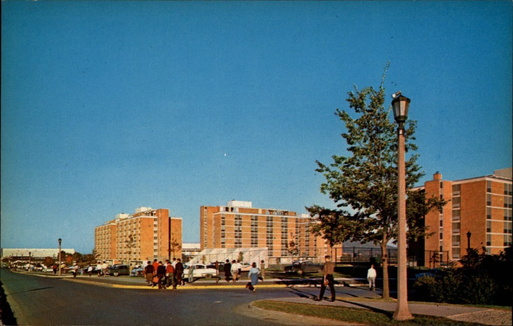 Pollock Halls Pennsylvania State University ~ 1960s vintage postcard