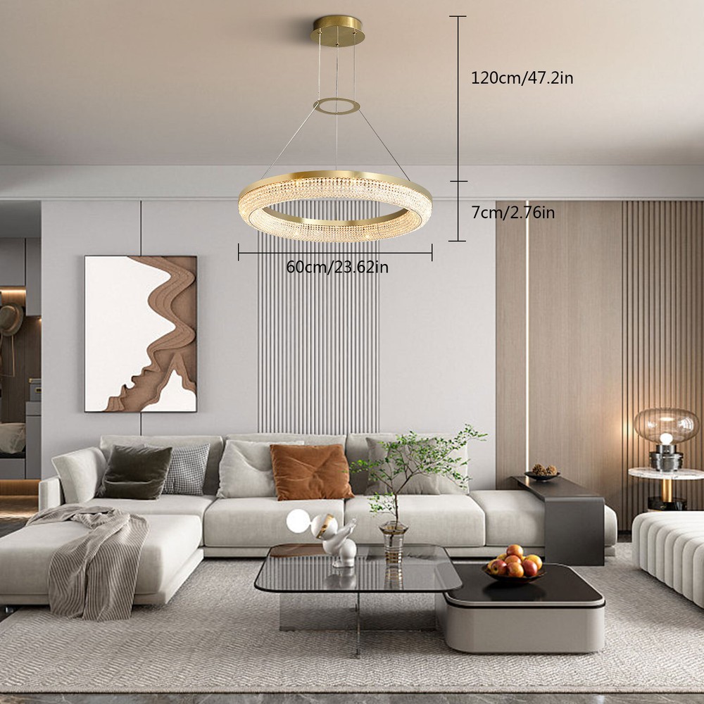 Modern Gold Crystal LED Chandelier Ceiling Pendant Light