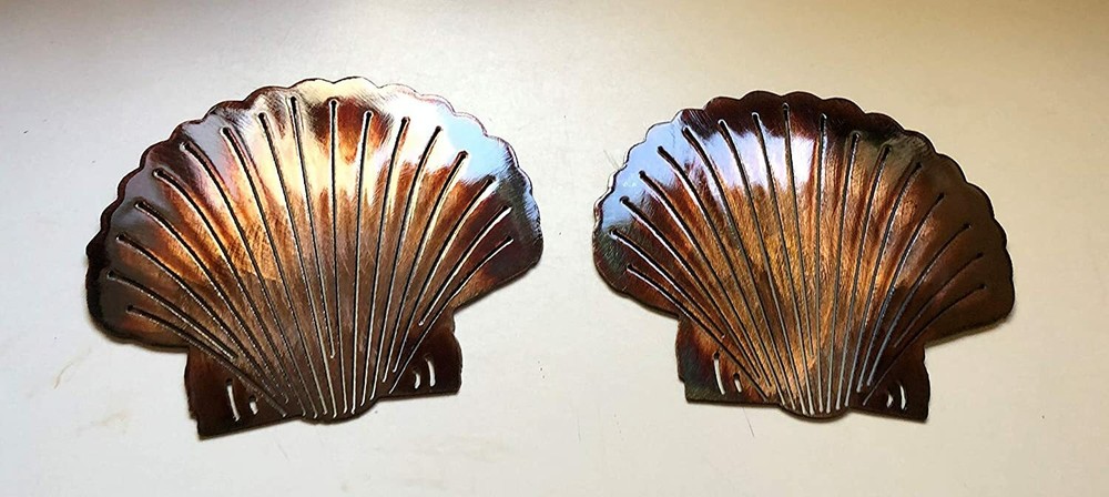 Scallop Shell Pair - Metal Wall Art - Copper 6 1/2