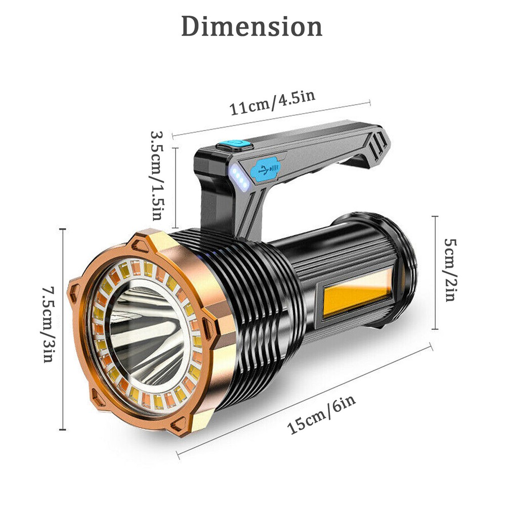 High Powered LED Flashlight Super Bright Torch USB Rechargeable Lamp 22000000LM