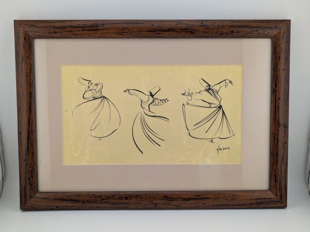 Whirling Dervish Dance Sufi Turkish ARTWORK Arabic Muslim Wall Art Türkçe OOAK