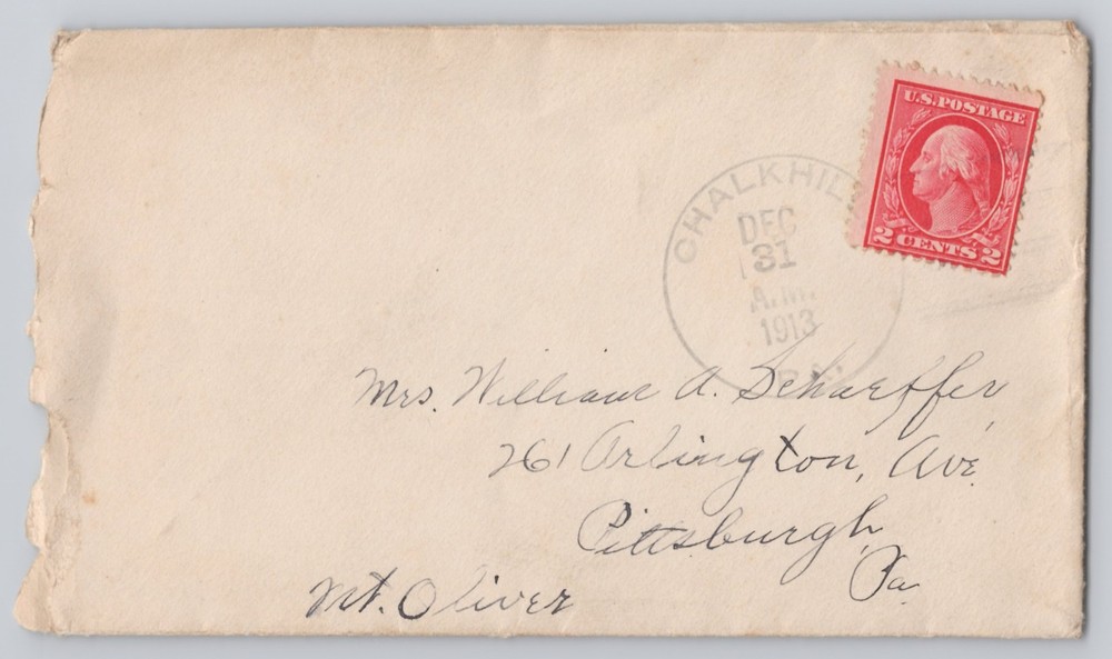 Pittsburgh, PA 261 Arlington Ave, 2c Washington stamp 1913