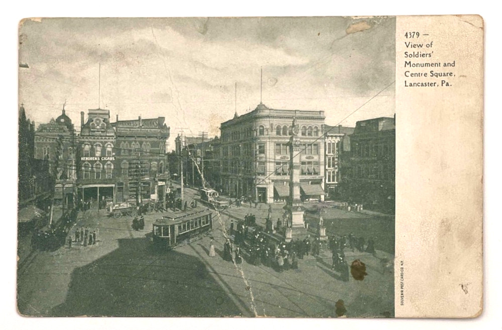 Soldiers' Monument & Centre Square, Lancaster, PA Postcard 1905