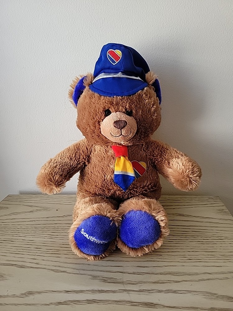 Southwest Airlines Pilot Teddy Bear Plush with Hat & Tie
