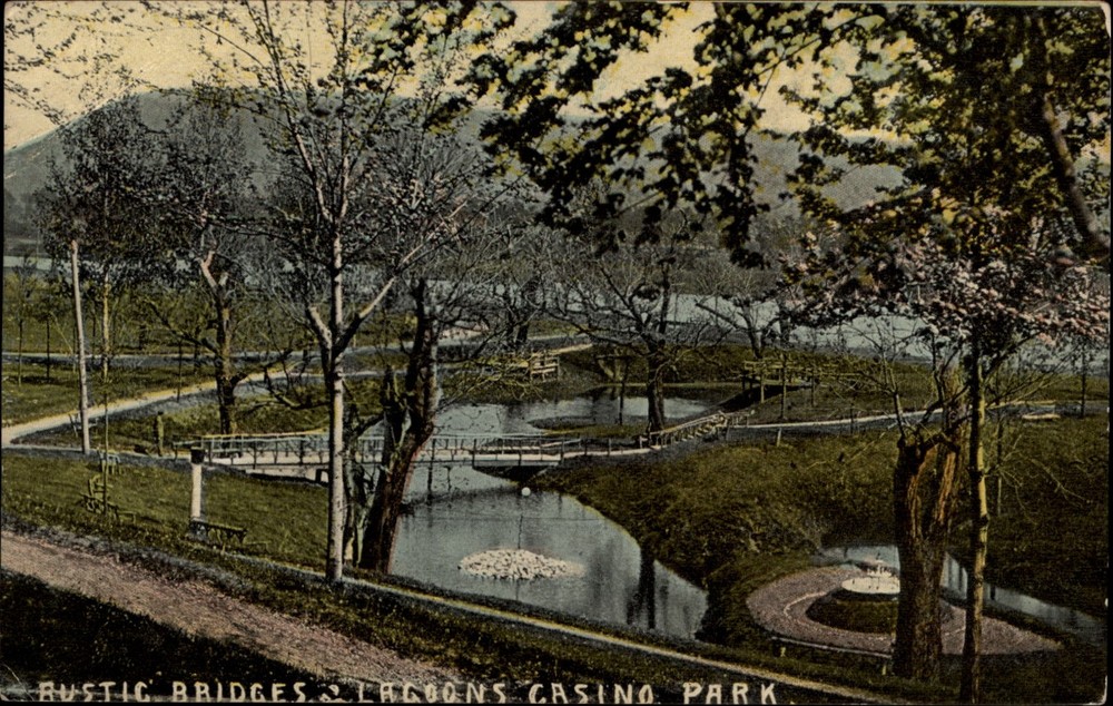 Rustic Bridges Lacons Casino Park Binghamton NY 1916 vintage postcard v148