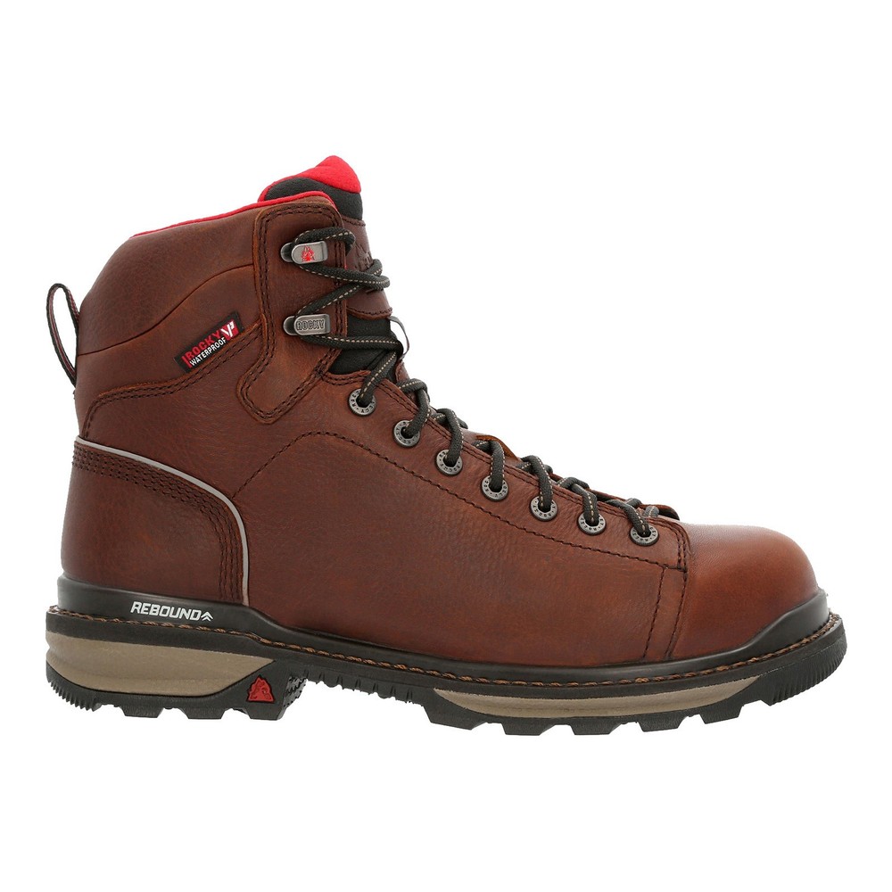 Rocky Rams Horn Lace To Toe Composite WP Mens Brown Wide Work & Safety Boots