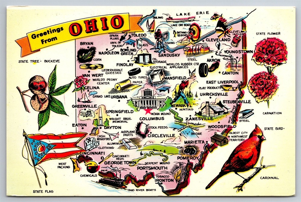 Greetings From Ohio Buckeye State Multi View Large Letter Postcard M16