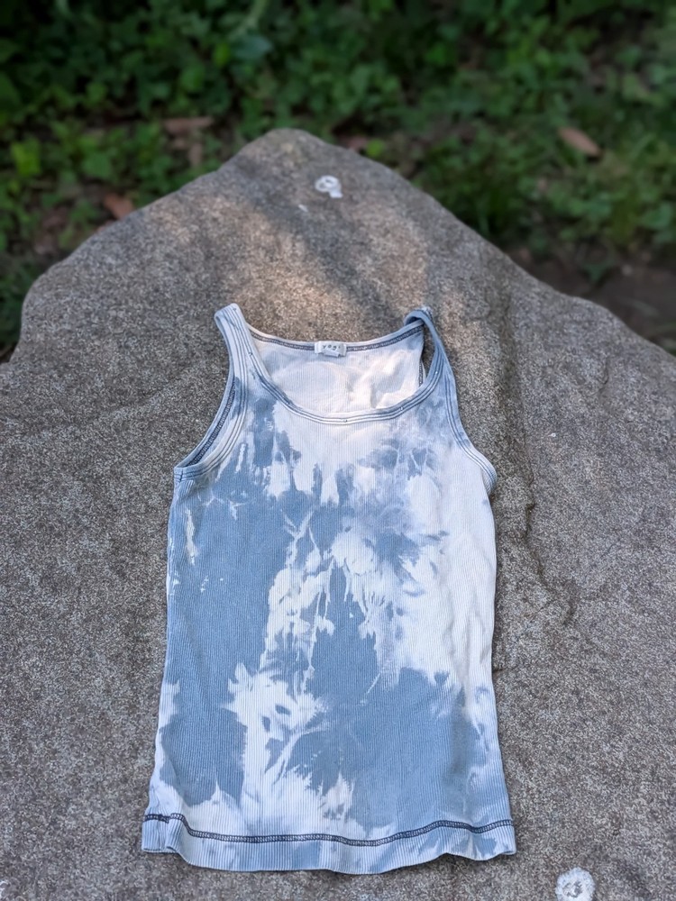 Yogi Tie Dye Ribbed Tank Top Gray White Sleeveless Women’s Size Small