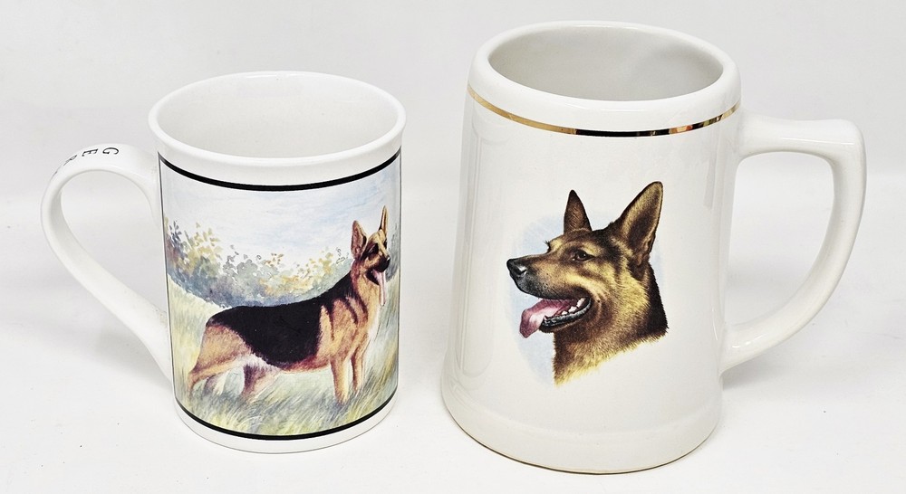 German Shepherd Coffee Mug Lot Royal Norfolk Conrad Crafters Dog Cup Vintage VGC