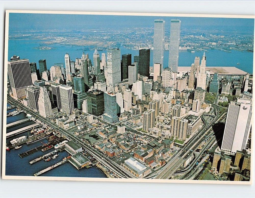 Postcard Aerial View lower Manhattan Skyline Manhattan USA