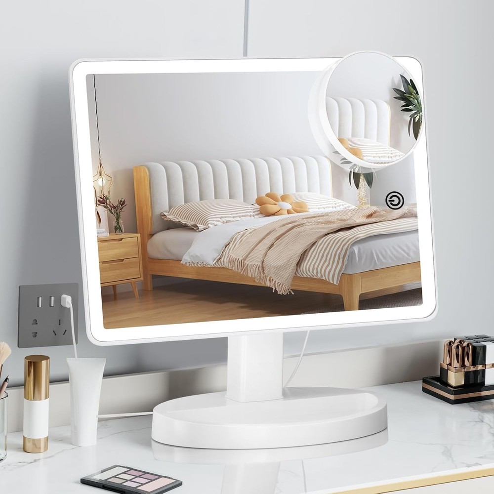Funtouch Large Lighted Vanity Makeup Mirror with 88 LED, 360 Rotation Touch S...