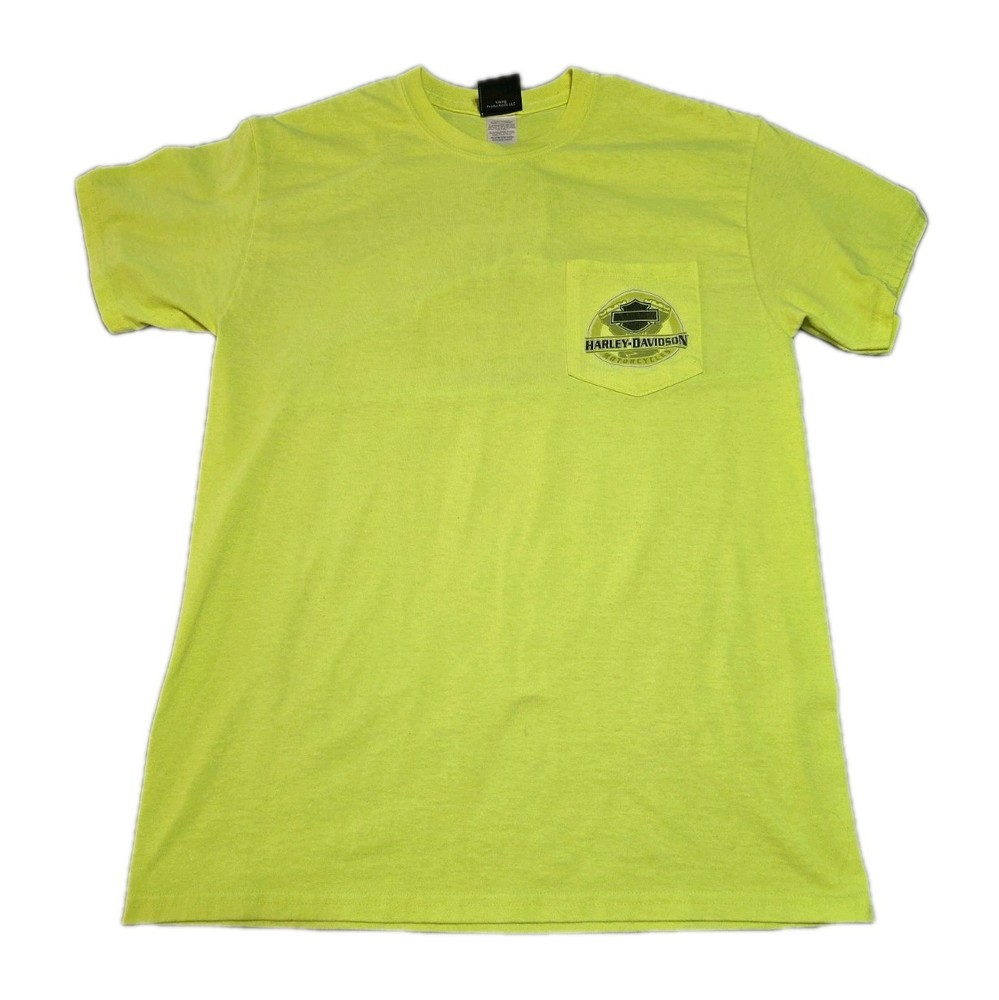 Harley Davidson Men's Yellow Hi Vis Short Sleeve T Shirt Medium Nassau Bahamas