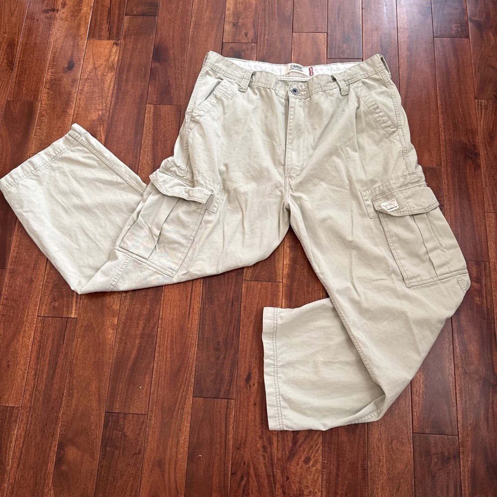 Levi's Cargo Pants Mens 38x30 Beige Loose Straight Baggy Fit Casual VTG Y2K