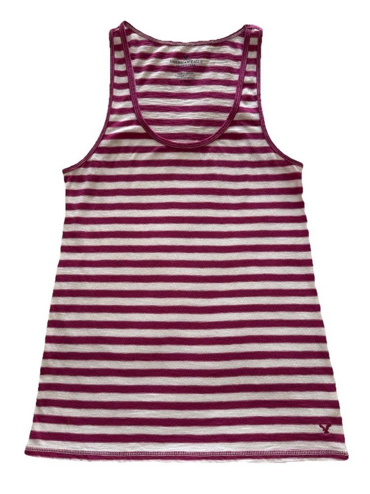 💕🦅AMERICAN EAGLE Raspberry Striped Scoop Neck Tank Top-Size M🦅💕