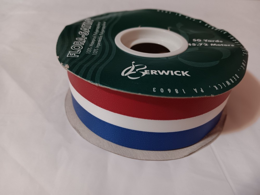Flora Satin Ribbon Waterproof Patriotic Red-White-Blue Striped -  1  7/16