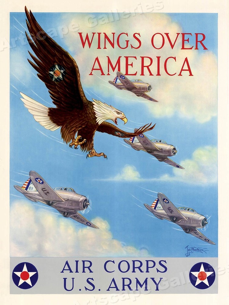 1940s WW2 US Army Air Corps Vintage Poster 18x24