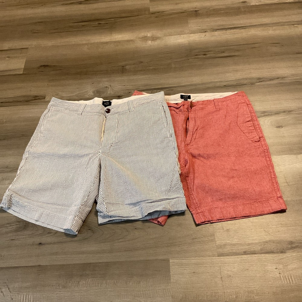 Lot of 2J. Crew Men's Flat Front Chino Shorts Cotton Size 33  Preppy