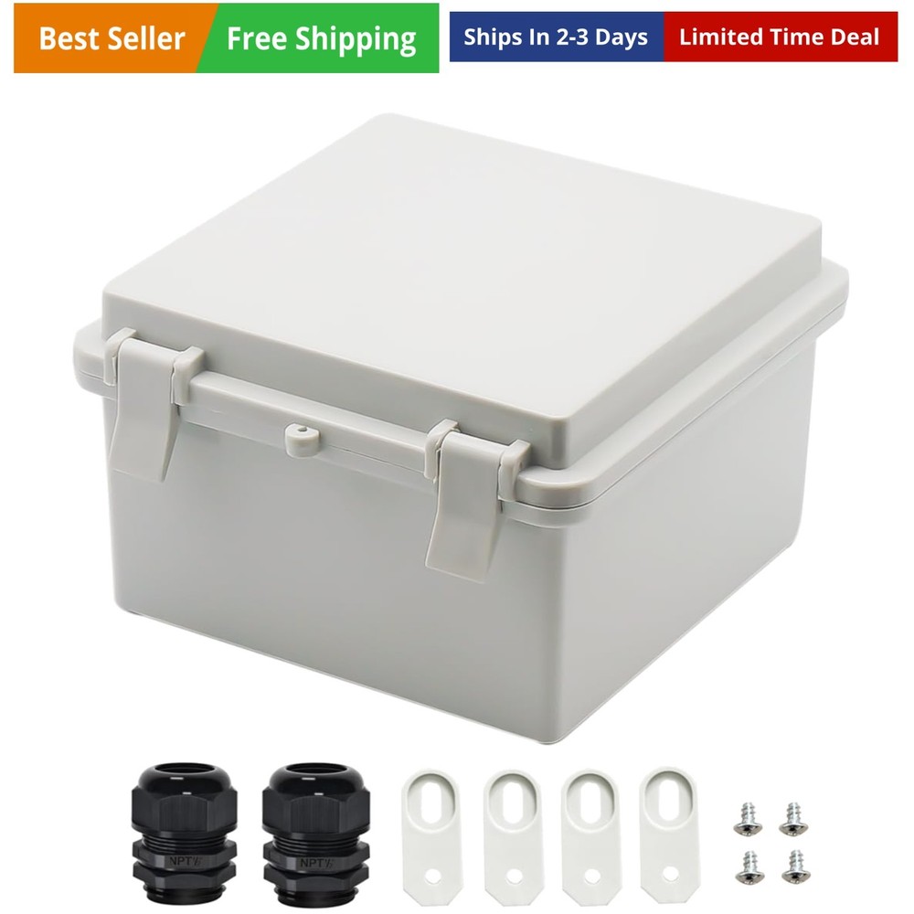 Junction Box ABS Plastic Dustproof Waterproof  Electrical Boxes Hinged Shell ...-image