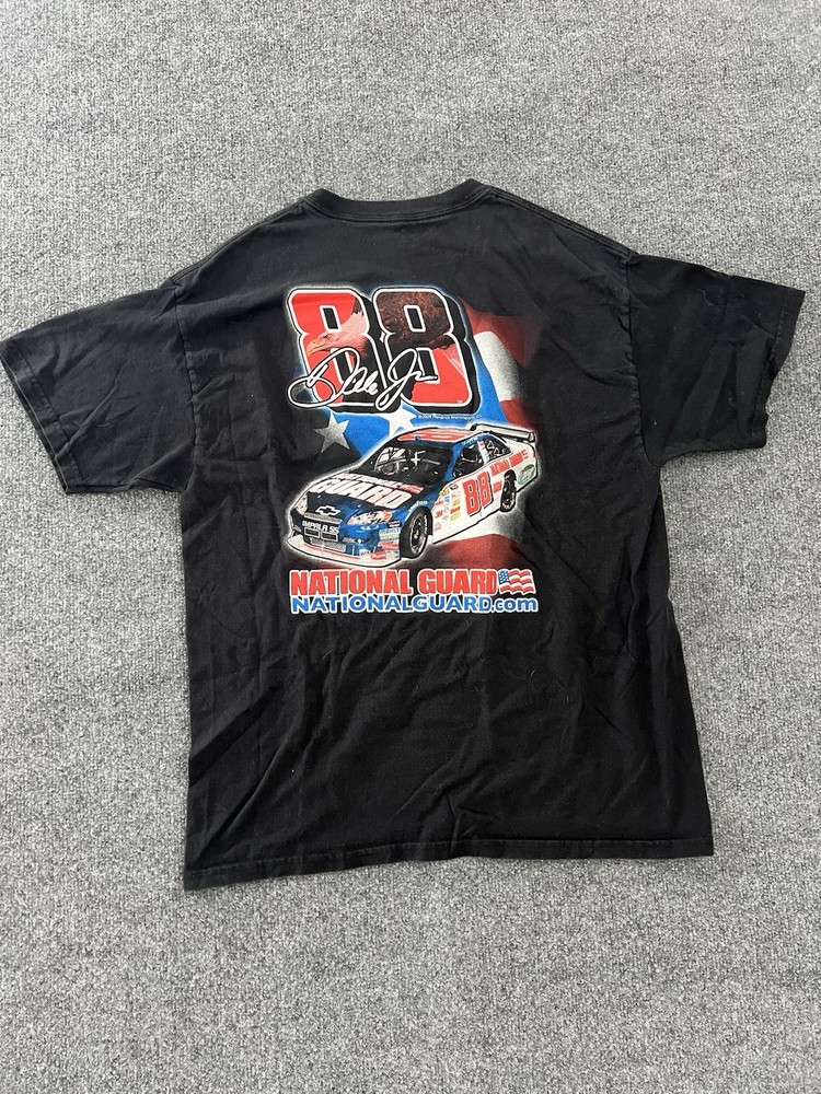 Dale Earnhardt Jr National Guard NASCAR T-Shirt Mens Large Black