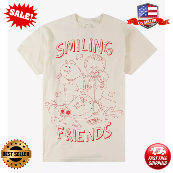Smiling Friends Group Line Art T-Shirt
