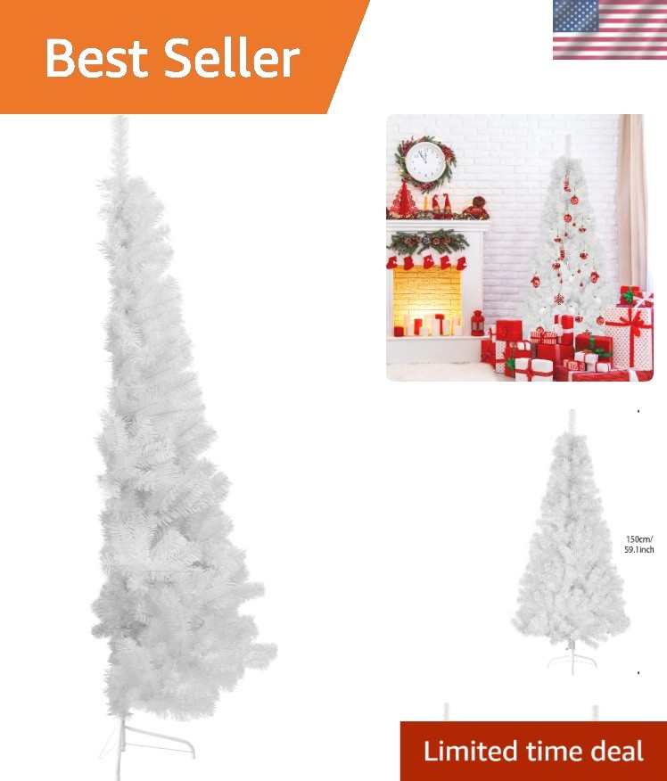 Stylish 5ft White Half Christmas Tree - Perfect for Indoor/Outdoor Holiday Decor
