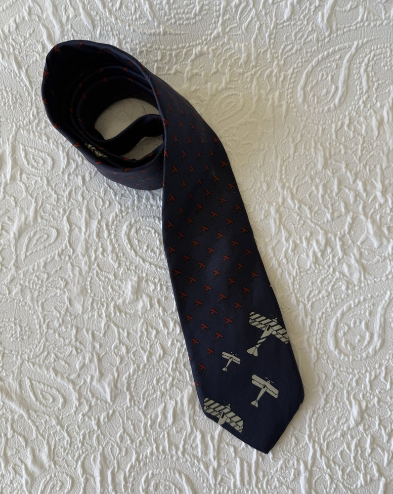 Rich’s Men's Navy Blue Red Geometric Pattern Necktie Tie