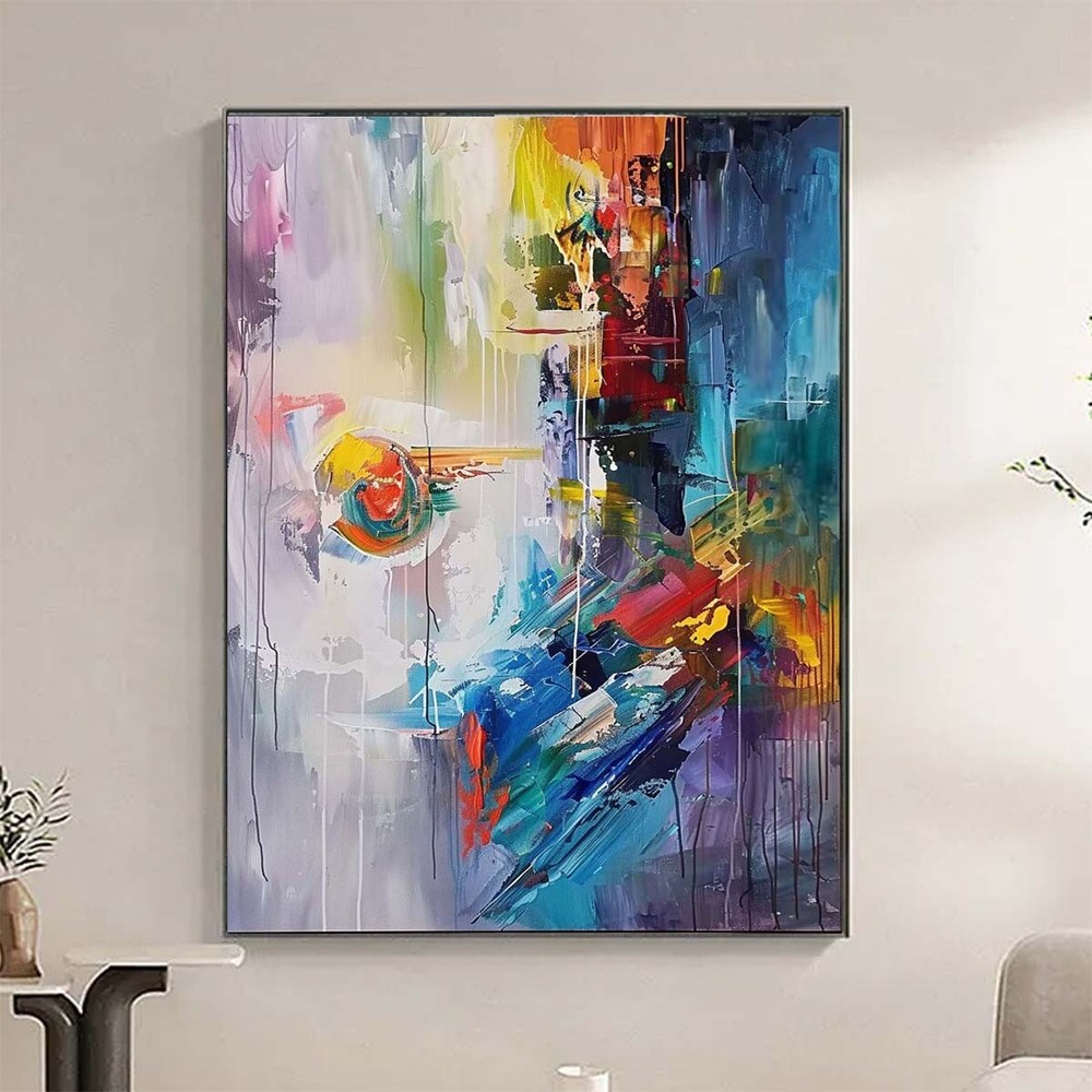 Pintura al óleo original pura pintada a mano abstracta decoración moderna habitación #032