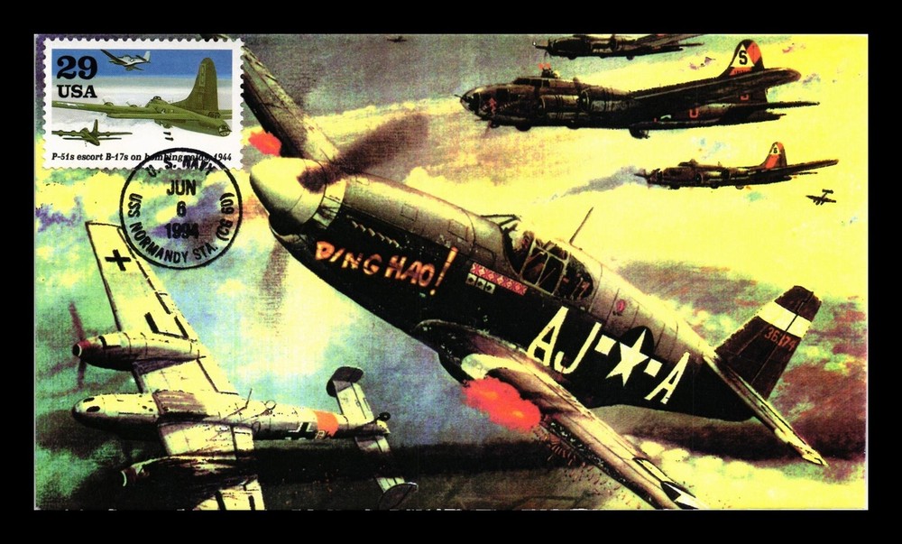 Dr Jim Stamps Us Cover Wwii P-51S Escort B-17S On Bombing Raids Fdc Hand Made