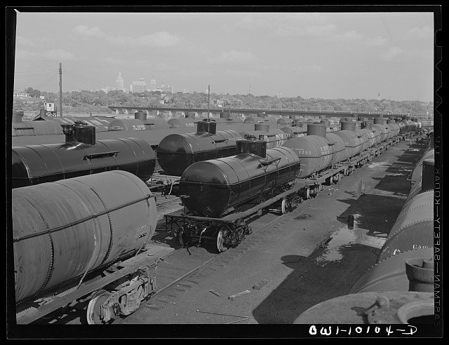 Tulsa Oklahoma 1942 Mid-Continent Refinery Oil Tank Cars Railroad Yard