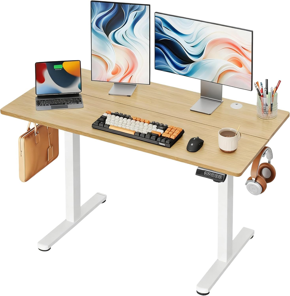 DEVAISE 48 Inch Electric Standing Desk, 3 Adjustable Height Stand up Desk for Ho