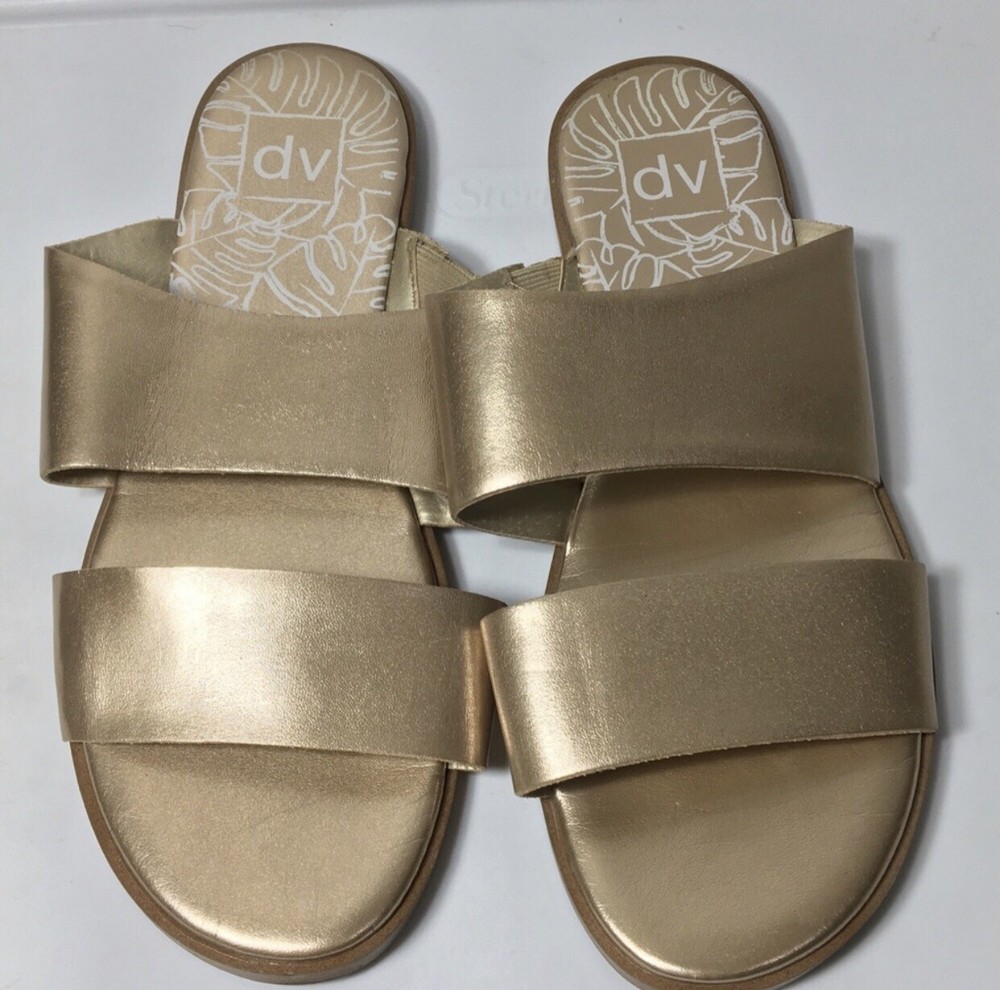 DV metallic gold slide sandals size 9.5 womens luxury comfort