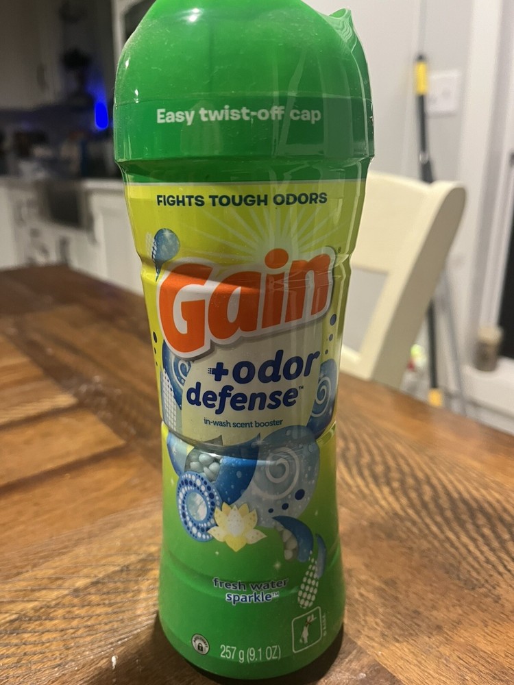Gain + Odor Defense Laundry Scent Booster Beads, Fresh Water Sparkle, 9.1 OZ