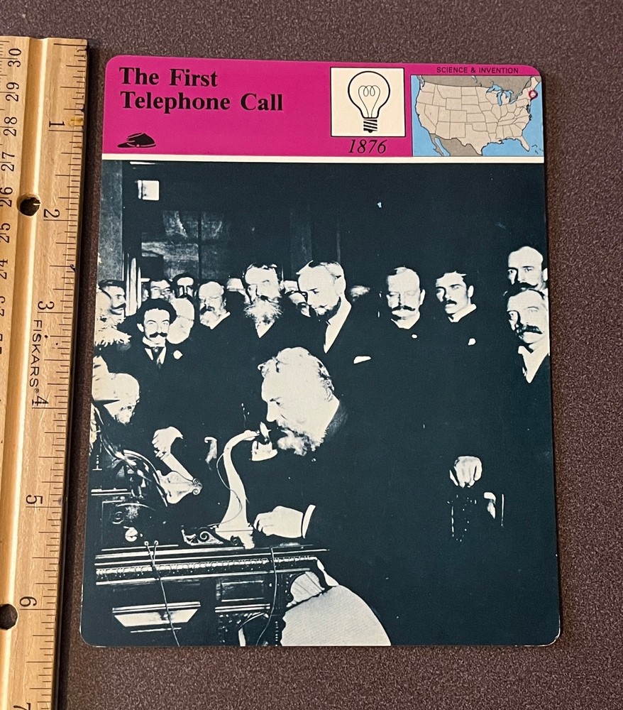 1979 Panarizon Alexander Graham Bell First Telephone Call Large Card Vintage