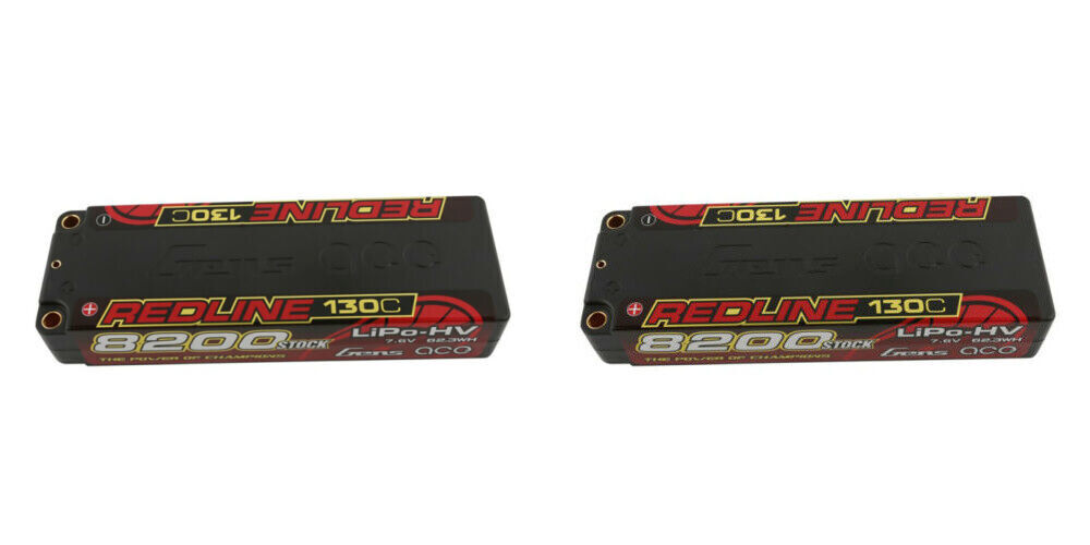 2x Gens Ace Redline 8200mAh 7.6V 130C 2S1P HardCase HV RC Truck Lipo Battery-image