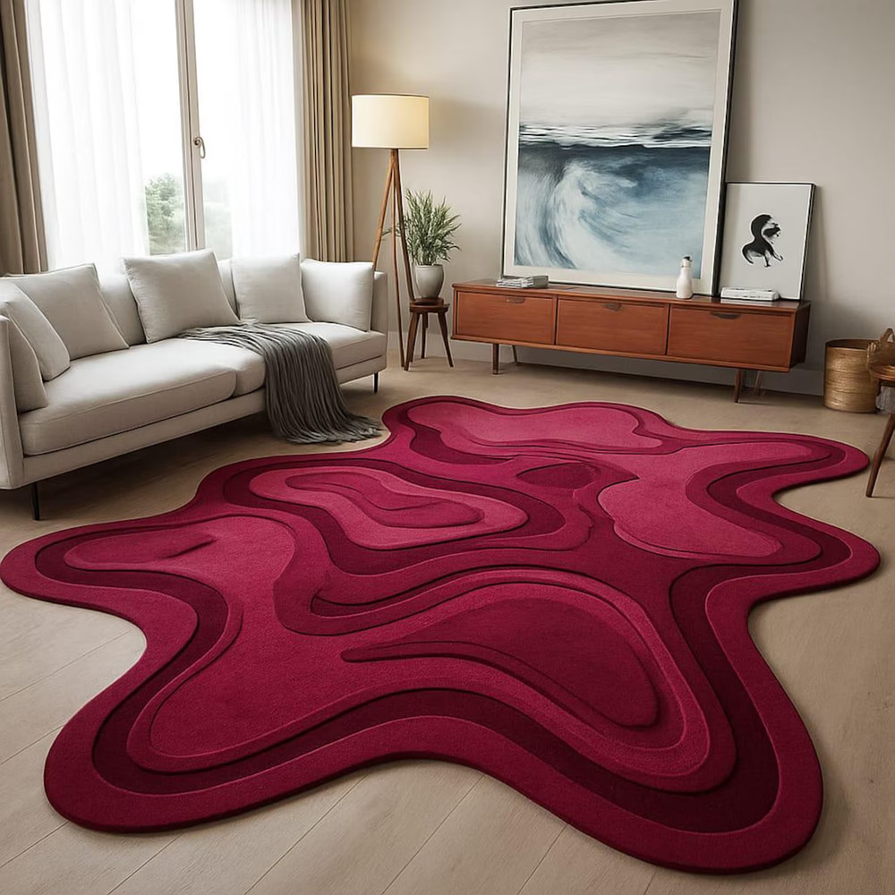 10 feet round shape Handwoven Tufted Rug | pink Modern Cozy Living Room, home De