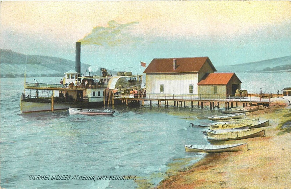 c1910 Lake Keuka New York Steamer Steuben boats Rotograph postcard 26-4682